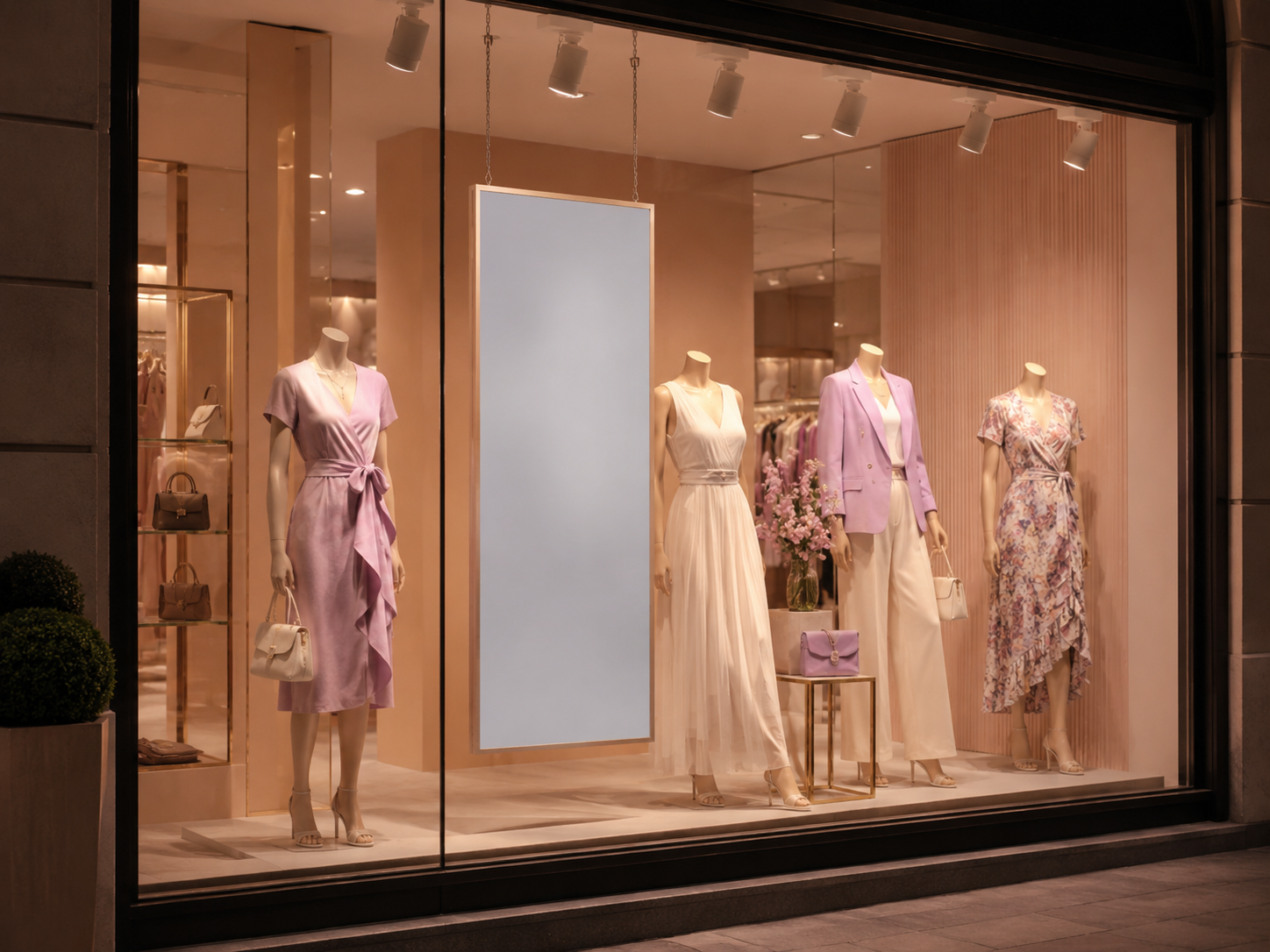 Reforma de loja de varejo com vitrine e iluminação cênica